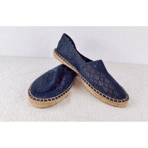 Alpargat Espadrilles Black Cotton Mesh Lace Flats Spain Handcrafted Cottage Core